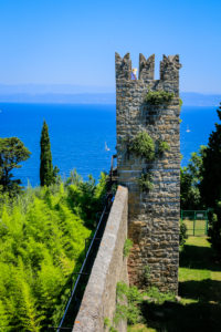 Piran, Istria, Slovenia - Tourists visit the historic city walls of the Mediterranean port city. Piran, Istria, Slovenia - Tourists visit the historic city walls of the Mediterranean port city.