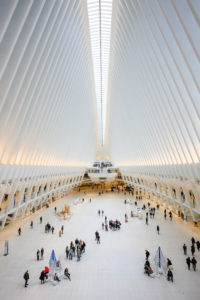 New York City, New York, United States of America - People in the Oculus, main hall of the subway station with shopping center, World Trade Center, Transportation Hub, WTC, architect Santiago Calatrava, Manhattan. New York City, New York, United States of America - People in the Oculus, main hall of the subway station with shopping center, World Trade Center, Transportation Hub, WTC, architect Santiago Calatrava, Manhattan.