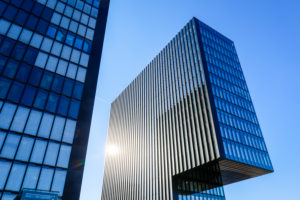 Office building Hafenspitze 21 in the Medienhafen, Düsseldorf, North Rhine-Westphalia, Germany Office building Hafenspitze 21 in the Medienhafen, Düsseldorf, North Rhine-Westphalia, Germany
