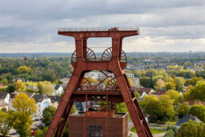 Essen, Ruhr area, North Rhine-Westphalia, Germany - Zeche Zollverein, UNESCO World Heritage Zollverein, Doppelbock Foerdergeruest, shaft 12. Essen, Ruhr area, North Rhine-Westphalia, Germany - Zeche Zollverein, UNESCO World Heritage Zollverein, Doppelbock Foerdergeruest, shaft 12.