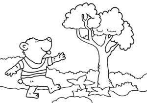 colouring picture, bear and tree colouring picture, bear and tree