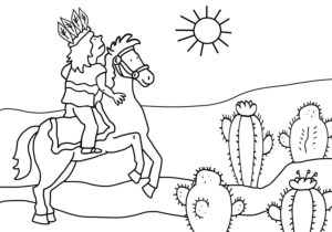 colouring picture, indian with horse colouring picture, indian with horse