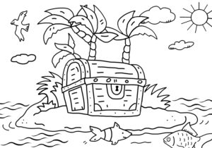 Coloring picture, treasure chest Coloring picture, treasure chest
