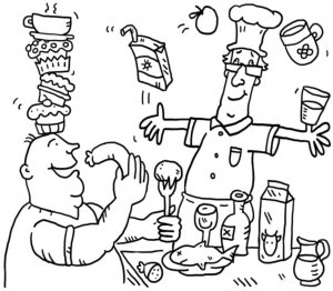 colouring picture, cook and guest colouring picture, cook and guest