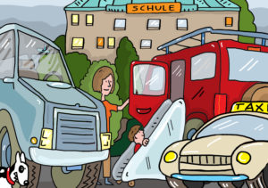 Illustration, parents' taxi Illustration, parents' taxi