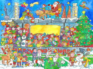 Illustration, soccer game for Christmas Illustration, soccer game for Christmas