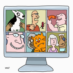 Illustration, online conference, home office Illustration, online conference, home office