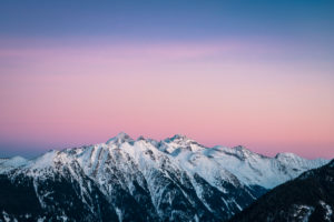 Blick in das Untertal vom Hochwurzen bei Sonnenuntergang, Blick auf Hochwildstelle (2747 m), Schladminger Tauern, Steiermark, Österreich Blick in das Untertal vom Hochwurzen bei Sonnenuntergang, Blick auf Hochwildstelle (2747 m), Schladminger Tauern, Steiermark, Österreich