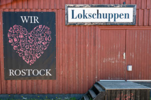 Locomotive shed in the port of Rostock, Mecklenburg-Western Pomerania. Locomotive shed in the port of Rostock, Mecklenburg-Western Pomerania.