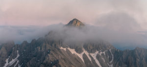View of the Reither Spitze (2374 m) in the Karwendel Mountains at sunset. View of the Reither Spitze (2374 m) in the Karwendel Mountains at sunset.