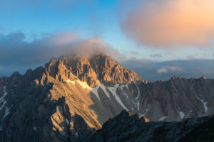 View of the Reither Spitze (2374 m) in the Karwendel Mountains in Austria. View of the Reither Spitze (2374 m) in the Karwendel Mountains in Austria.