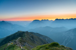 Sunrise with morning mist in the Karwendel Mountains in Austria. Sunrise with morning mist in the Karwendel Mountains in Austria.