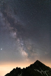 Milky Way over the Reither Spitze (2374 m) in the Karwendel Mountains in Austria. Milky Way over the Reither Spitze (2374 m) in the Karwendel Mountains in Austria.