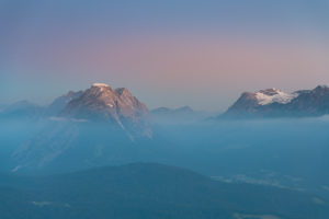 View of the Hohe Munde in the Karwendel Mountains at sunrise. View of the Hohe Munde in the Karwendel Mountains at sunrise.