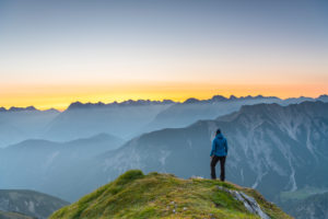 Sunrise in the Karwendel Mountains in Austria. View from the Seefelder Spitze. Sunrise in the Karwendel Mountains in Austria. View from the Seefelder Spitze.