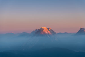 View of the Hohe Munde in the Karwendel Mountains at sunrise. View of the Hohe Munde in the Karwendel Mountains at sunrise.
