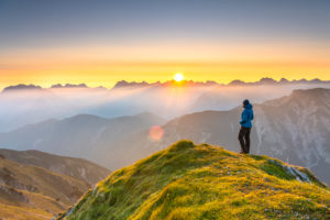 Sunrise in the Karwendel Mountains in Austria. View from the Seefelder Spitze. Sunrise in the Karwendel Mountains in Austria. View from the Seefelder Spitze.