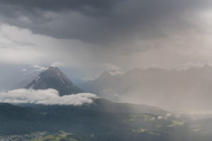 Storm in the Karwendel Mountains with a view of Seefeld and the Hohe Munde (2662 m) in Austria. Storm in the Karwendel Mountains with a view of Seefeld and the Hohe Munde (2662 m) in Austria.