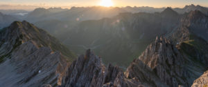 Sunrise on the Reither Spitze (2374 m) in the Karwendel Mountains in Austria. Sunrise on the Reither Spitze (2374 m) in the Karwendel Mountains in Austria.