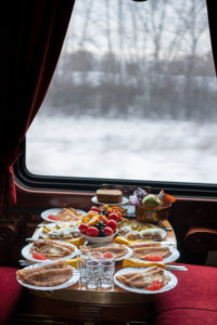 Breakfast, Trans-Siberian Railway in Winter, Russia Breakfast, Trans-Siberian Railway in Winter, Russia