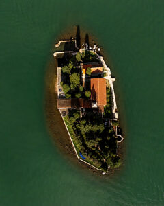 Bay of Kotor in Montenegro on the Adriatic Sea, St. George Island and the Church of Our Lady, Perast