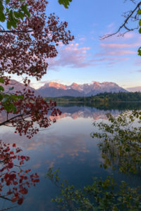 Abendrot am Barmsee, Herbst, Karwendel, Spiegelung, Wolken Abendrot am Barmsee, Herbst, Karwendel, Spiegelung, Wolken