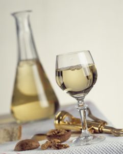 Decanter, wineglass, white wine, Still life, product photography, wine decanter, glass, wine, white, drink, alcoholic, alcohol, corkscrew, walnuts