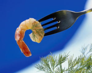 Fork, scampi, dill dish, Seafood, seafood, shrimp, food, eat, nutrition, Still life