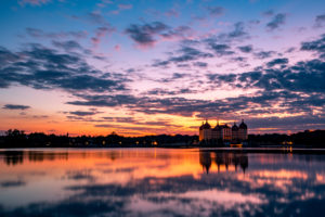 Schloss Moritzburg, See, Spiegelung, Sonnenuntergang, Wolken Schloss Moritzburg, See, Spiegelung, Sonnenuntergang, Wolken