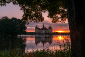 Schloss Moritzburg, See, Spiegelung, Sonnenaufgang Schloss Moritzburg, See, Spiegelung, Sonnenaufgang