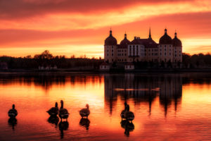 Schloss Moritzburg, See, Spiegelung Schloss Moritzburg, See, Spiegelung