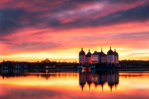 Schloss Moritzburg, See, Spiegelung Schloss Moritzburg, See, Spiegelung