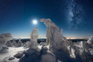 Vollmond, Winterlandschaft, Fichtelberg, Milchstraße Vollmond, Winterlandschaft, Fichtelberg, Milchstraße