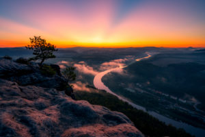 Sächsische Schweiz, Lilienstein, Sonnenaufgang, Nationalpark Sächsische Schweiz, Lilienstein, Sonnenaufgang, Nationalpark