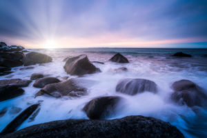 Sonnenuntergang, Lofoten, Ozean, Hoher Norden, Norwegen, Uttakleiv Beach Sonnenuntergang, Lofoten, Ozean, Hoher Norden, Norwegen, Uttakleiv Beach