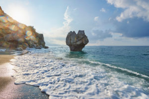 Landscape, sunrise at the seaside at Preveli beach, Crete, Greece Landscape, sunrise at the seaside at Preveli beach, Crete, Greece