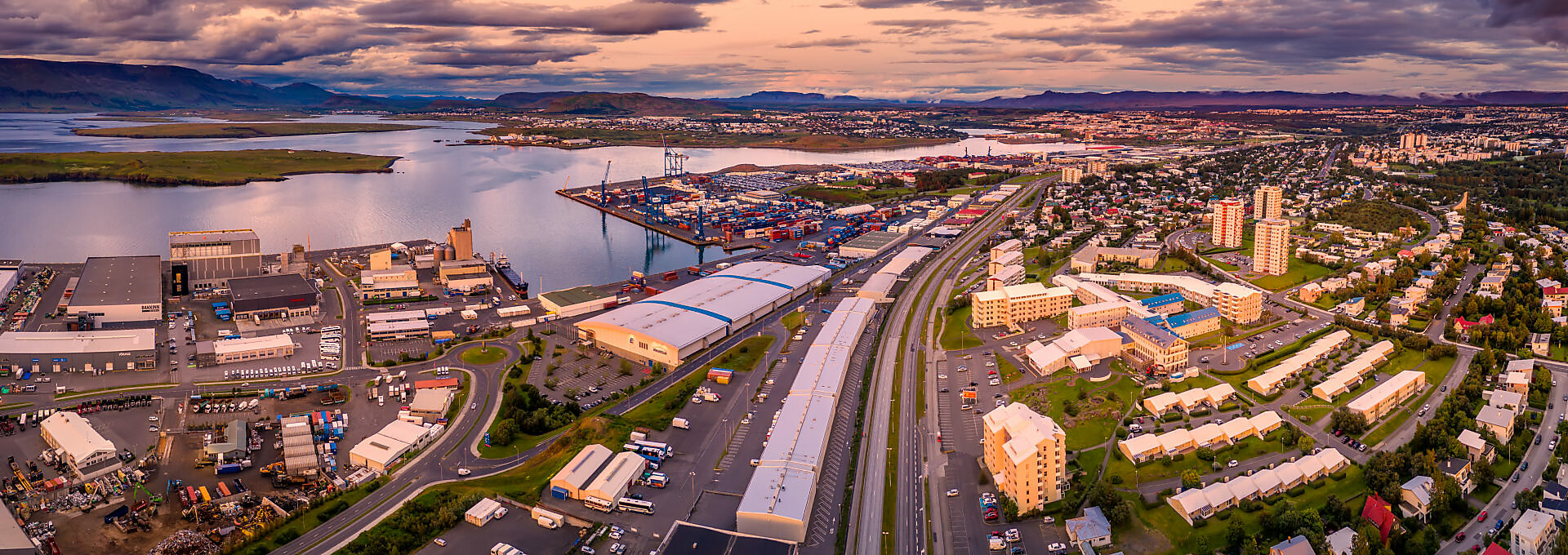 Shipping port, Sundahofn and buildings, Reykjavik, Iceland Shipping port, Sundahofn and buildings, Reykjavik, Iceland