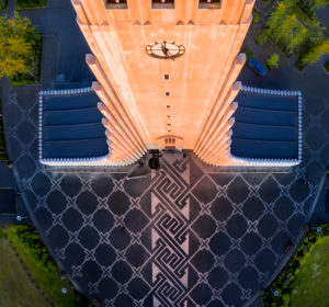 Midnight Sun, Hallgrimskirkja Church, Reykjavik, Iceland, This image is shot using a drone. Midnight Sun, Hallgrimskirkja Church, Reykjavik, Iceland, This image is shot using a drone.