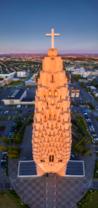 Midnight Sun, Hallgrimskirkja Church, Reykjavik, Iceland, This image is shot using a drone. Midnight Sun, Hallgrimskirkja Church, Reykjavik, Iceland, This image is shot using a drone.