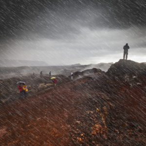 Raining, geothermal -volcanic area, Krafla, Northern Iceland