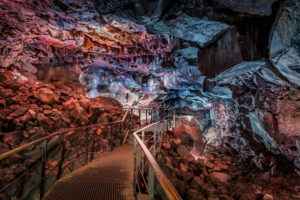Raufarholshellir Lava Tunnel, Iceland. One of the longest lava tubes short distance from Reykjavik, Iceland 