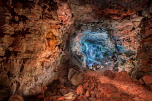 Raufarholshellir Lava Tunnel, Iceland. One of the longest lava tubes short distance from Reykjavik, Iceland 