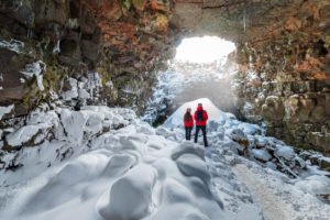 Raufarholshellir Lava Tunnel, Iceland. One of the longest lava tubes short distance from Reykjavik, Iceland 