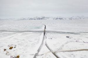 Winter near the  Sultartangavirkjun hydro power plant, Central Highlands, Iceland