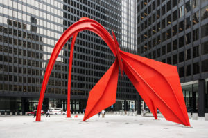 Chicago, art, sculpture 'Flamingo' by Alexander Calder, Chicago, art, sculpture 'Flamingo' by Alexander Calder,