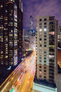 Chicago street canyon, view in the streets Chicago street canyon, view in the streets