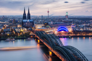 view over Cologne in the evening, North Rhine-Westphalia, Germany view over Cologne in the evening, North Rhine-Westphalia, Germany