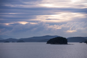 small island in the open sea, Vancouver Island, Canada