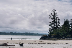 Person at Long Beach, Pacific Rim National Park, Vancouver Island, Canada