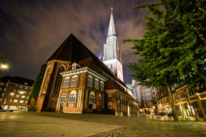 Hamburg, night photography, long time exposure, St. James' Church Hamburg, night photography, long time exposure, St. James' Church